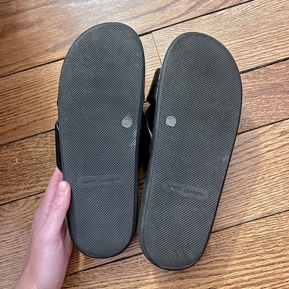 LOWEST PRICE: Vince Camuto black leather slide sandals - Picture 2 of 3